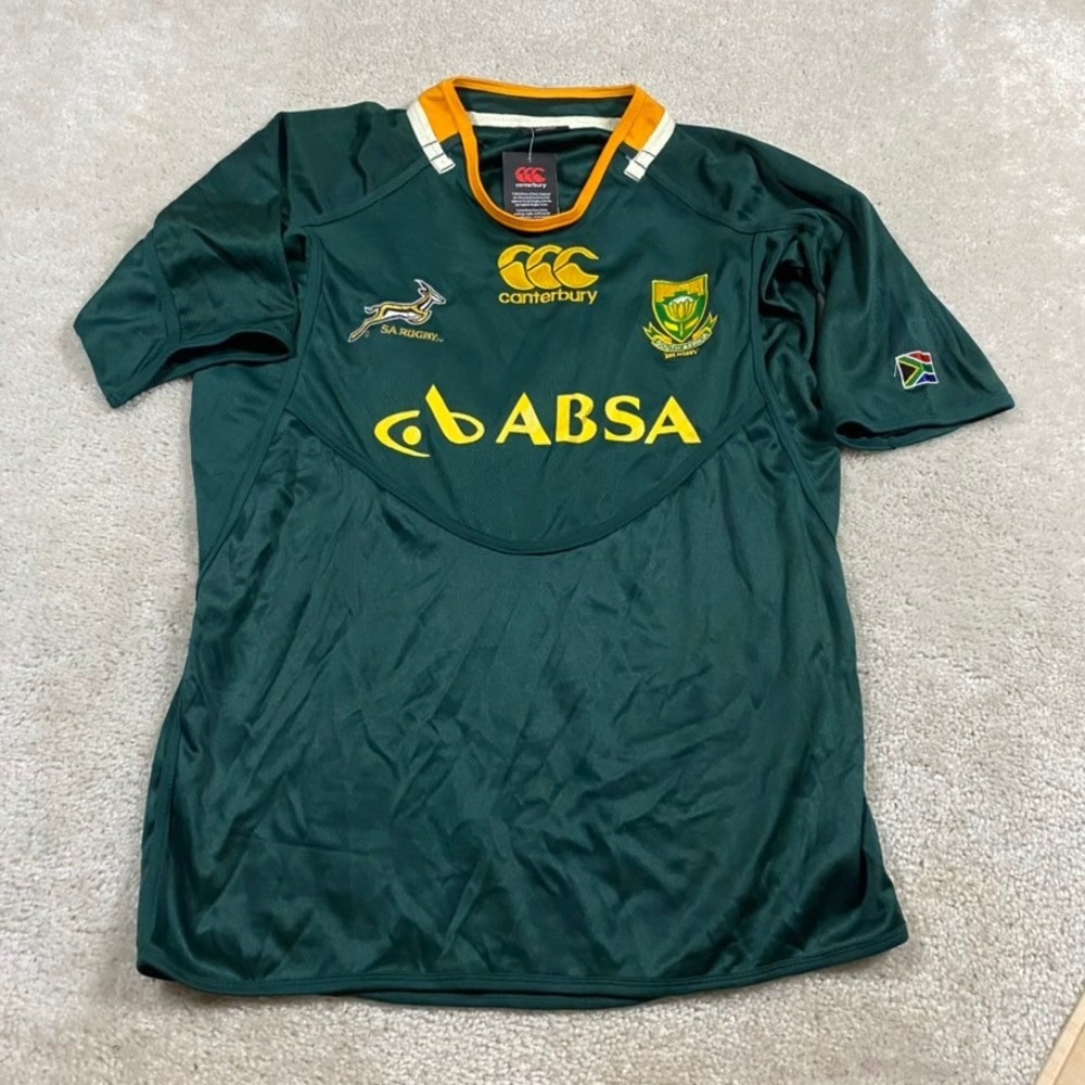 Canterbury South Africa Springboks Rugby Jersey Mens XL Green Gold ABSA NWT
